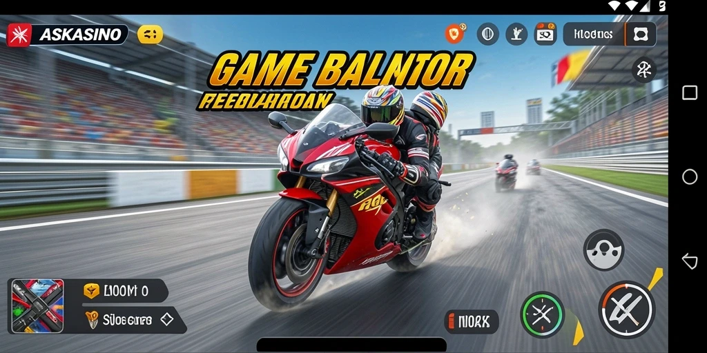 Tampilan gameplay balap motor yang seru dan menantang.