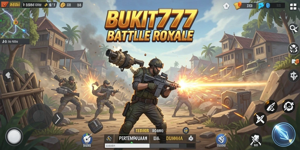 Gameplay BUKIT777 yang intens dalam pertempuran Battle Royale.