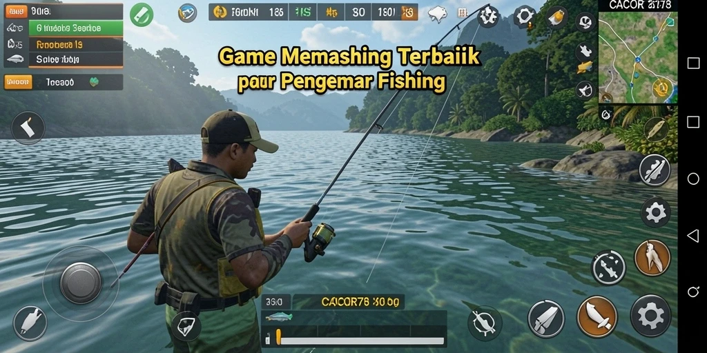 Screenshot gameplay menunjukkan aksi menangkap ikan yang seru.