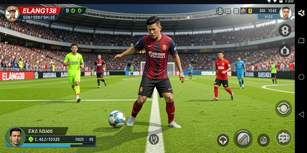 Screenshot ELANG138 menampilkan aksi permainan sepak bola yang mendebarkan.